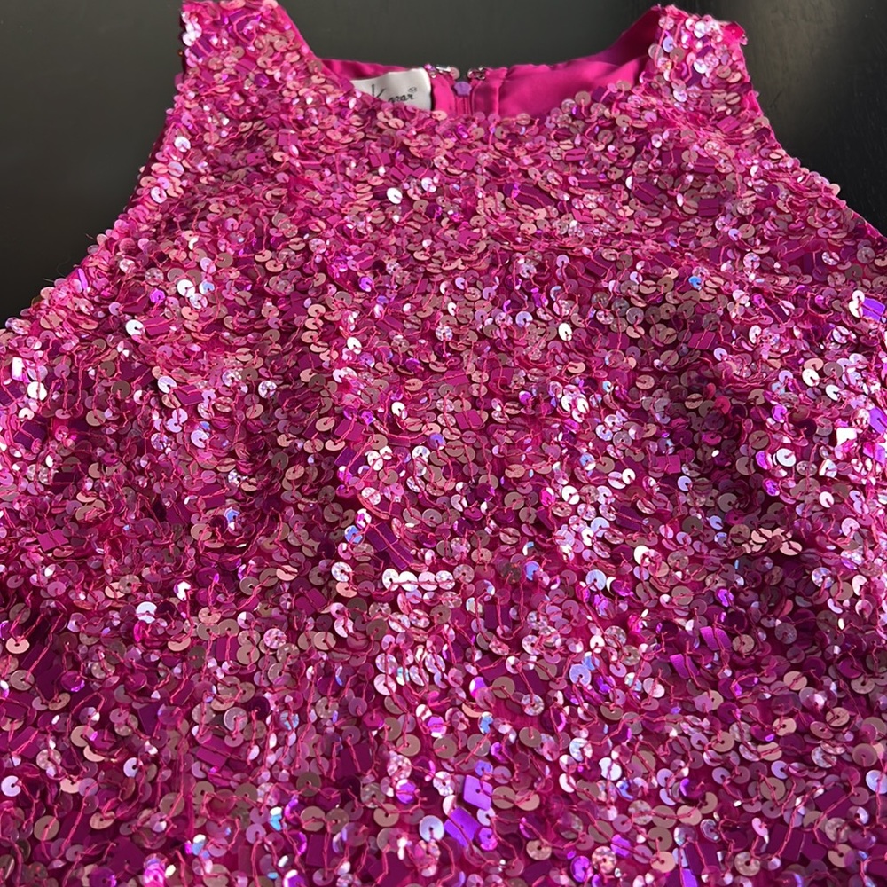Laurence Kazar pure silk sequined going out crop top fuchsia EUC sari blouse - Picture 4 of 7